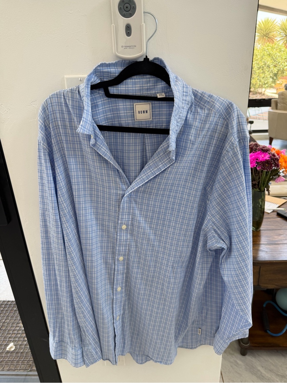 Rowm Light Blue Plaid Button-Down Shirt for Men